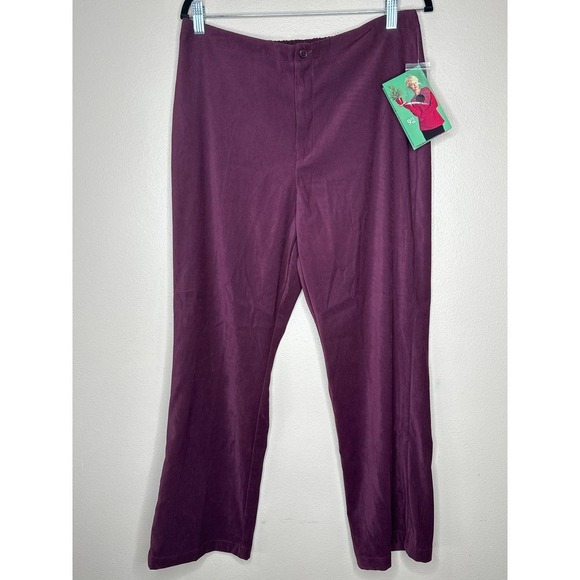 White Stag VTG NWT Purple Velvet Wide Leg Pants Casual Comfort Trousers Size 16 - Picture 1 of 7